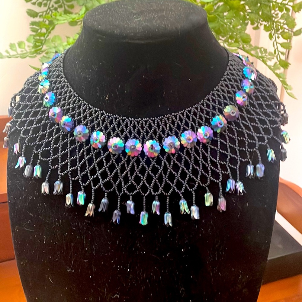 Vintage mesh and beaded neckpiece